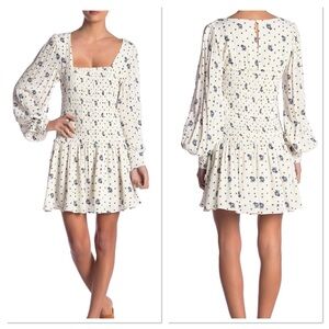 Free People Women's Two Faces Floral Mini Dress Cream Viscose Lined